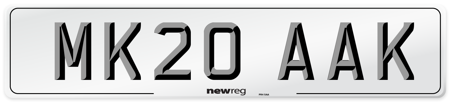 MK20 AAK Number Plate from New Reg
